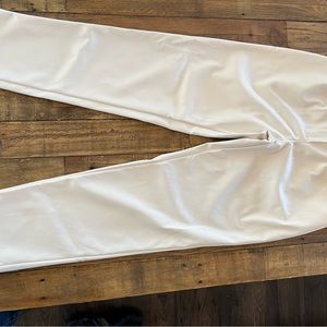 White vegan leather tapered dress pants